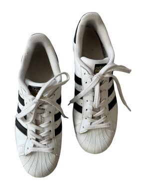 adidas White and Black Shell Toe Sneakers